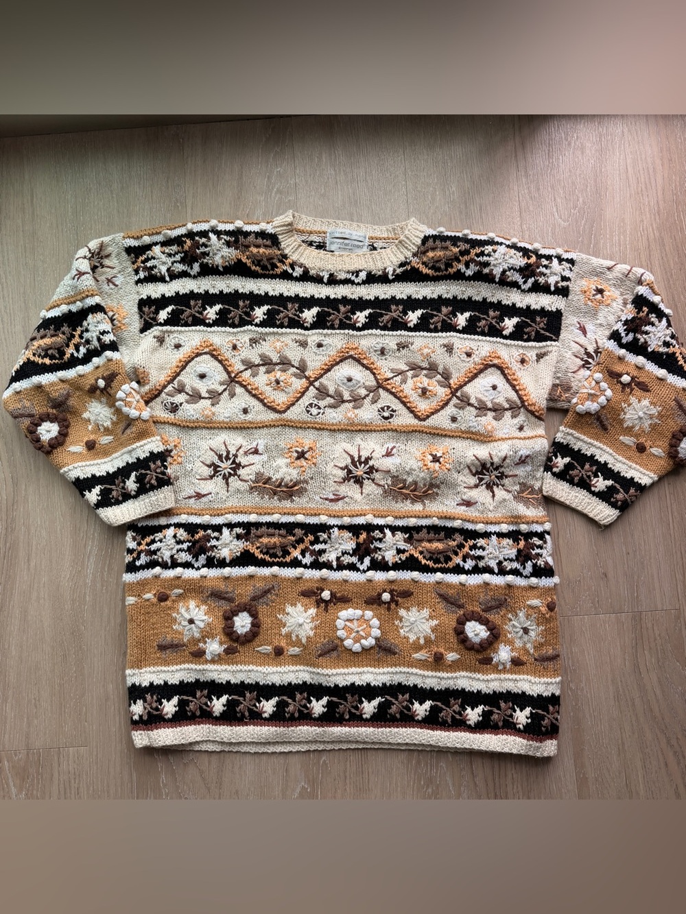Vintage Jennifer Reed hand knit 3D texture sweater